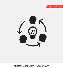 Heads turn around bulb vector icon
