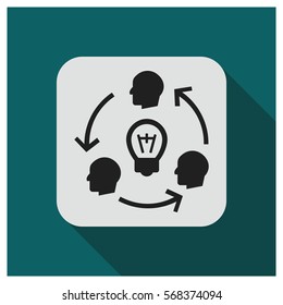 Heads turn around bulb vector icon