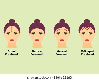 Heads of women with different types of forehead