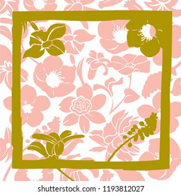 Headscarf Flower Pattern with Gold and Pink Color for any purpose such as textile or paper print, fashion elements, etc. 