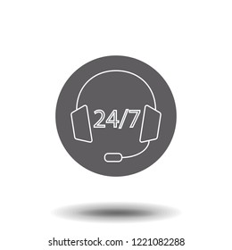 Headset with 24 support line icon. Symbol, logo illustration. Pixel perfect vector graphics