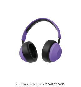 Headset 3D cartoon plastic style vector icon. Protective headphone noise and impact protection. Sport fighting gear, combat training equipment, ears protective sportswear isolated