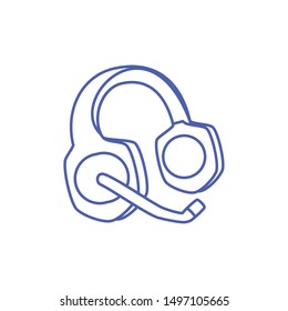 headset audio communicator isolated icon