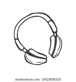 Headset Audio icon in doodle sketch lines. Icon head phones