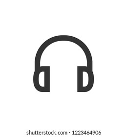 Headset Audio icon in thick outline style. Black and white monochrome vector illustration.