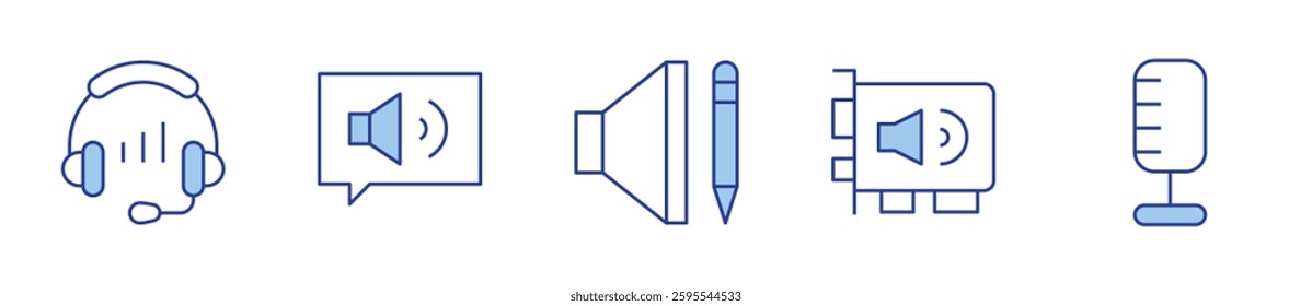 headset, audio, sound card. Audio Icon vector illustration. Line Duotone style. Editable stroke.
