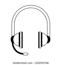 Headset call center in black and white