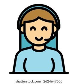 Headset call icon. Outline headset call vector icon color flat isolated