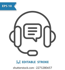 Headset with Chat Bubble Icon. Call Center, Customer Service. Professional, pixel perfect icon, EPS 10 format.
