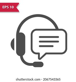 Headset with Chat Bubble Icon. Professional, pixel perfect icon, EPS 10 format.