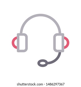 headset colour line vector icon