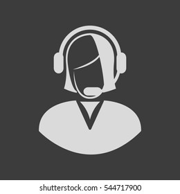 headset, communication center, woman, icon, vector illustration eps10