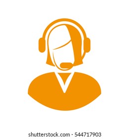 headset, communication center, woman, icon, vector illustration eps10