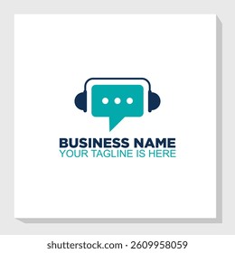 headset and communication logo concept, call center logo design