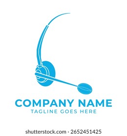 Design do logotipo da comunicação dos headsets Ilustrando os serviços de suporte ao cliente Marcas da empresa de tecnologia empresarial Blue Business