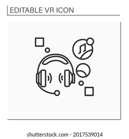 Headset computer line icon. Headphone with microphone attached, used especially in communication, listening music.Modern technology concept. Isolated vector illustration.Editable stroke