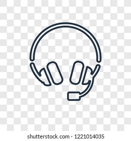 Headset concept vector linear icon isolated on transparent background, Headset concept transparency concept in outline style