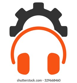Headset Configuration vector icon. Style is bicolor flat symbol, orange and gray colors, rounded angles, white background.