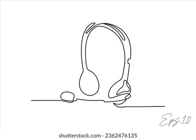 headset continuous line art drawing