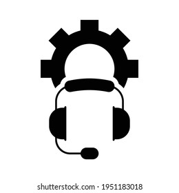 Headset-Steuerung, Konfiguration, Audio-Einstellungen-Symbol. Schwarze Vektorgrafiken.