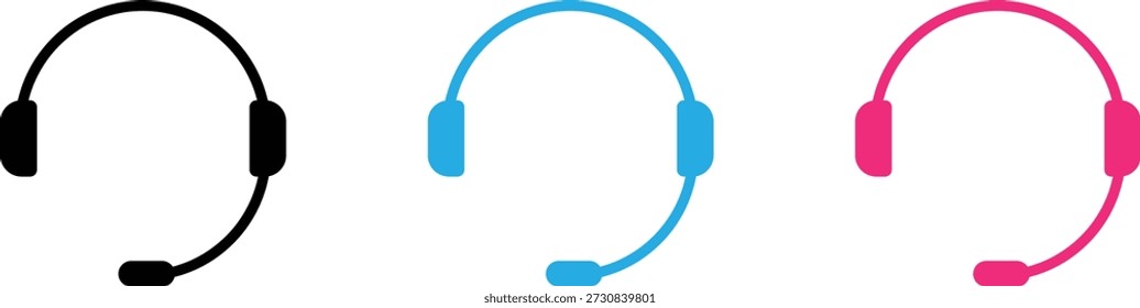 Ícones de suporte ao cliente de headset para call center, helpdesk e interface do usuário