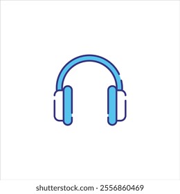Headset design in blue and white background