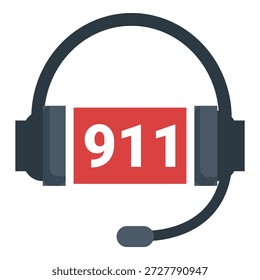 Kopfhörer mit 911-Notrufnummer, die dringende Anrufe von Polizei, Feuerwehr oder Rettungsdienst darstellt