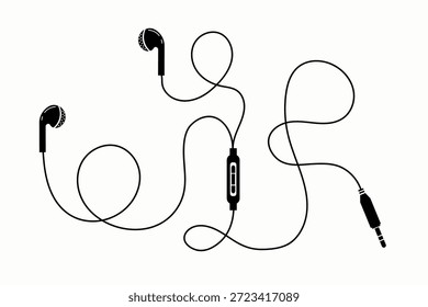 Headset and earphone vector illustration set with clean line style. Ideal for music apps, communication concepts, and modern technology visuals.