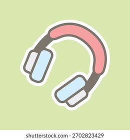 headset editable cartoon style sticker vector
