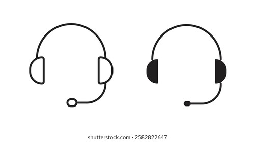 Headset filled and outlined icons vectors on white background