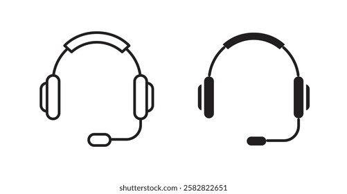 Headset filled and outlined icons vectors on white background