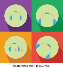 Headset Four Color Flat Icon Logo Vector Illustration with Different Style 