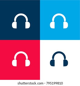Headset four color material and minimal icon logo set in red and blue