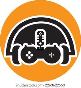 headset game podcast logo template design vector 