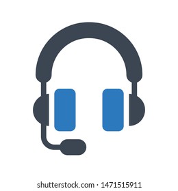 headset glyph colour vector icon