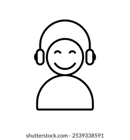 ícone do glifo do headset, vetor de linha isolado no fundo branco.