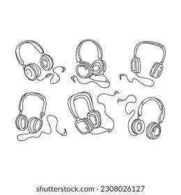 headset handrawn doodle illustration vector set