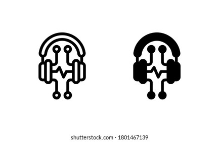 Headset, Headphone Electronic Music and Disk Icon, Logo, Vector