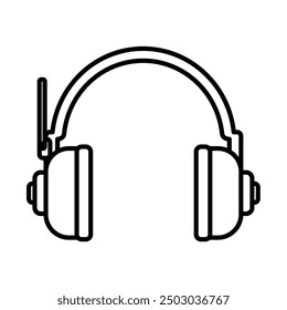 Headset, headphones, earphones, music sound audio icon set vector illustrations. Line style portable speaker. Listen equipment dj symbols. Device technology design. 