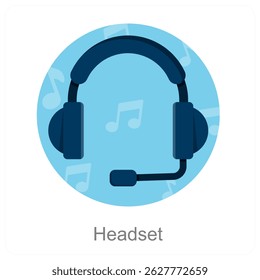 Headset and headphones icon concept