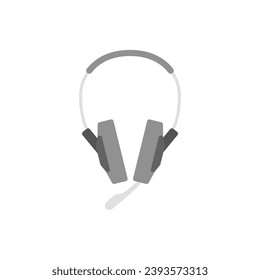 Headset or headphones with microphone. Communication device for translator, call center, support service, gaming. Audio equipment isolated flat vector illustration.