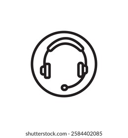 Headset icon black and white vector outline sign