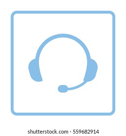 Headset icon. Blue frame design. Vector illustration.