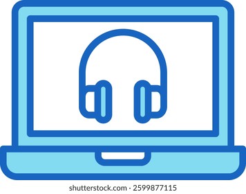 Headset Icon Blue Vector Illustration