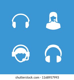 Headset icon. collection of 4 headset filled icons such as customer support, operator, headphones. editable headset icons for web and mobile.