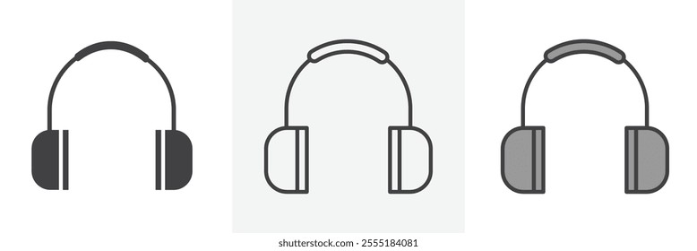 Headset icon collection in black and colored style.