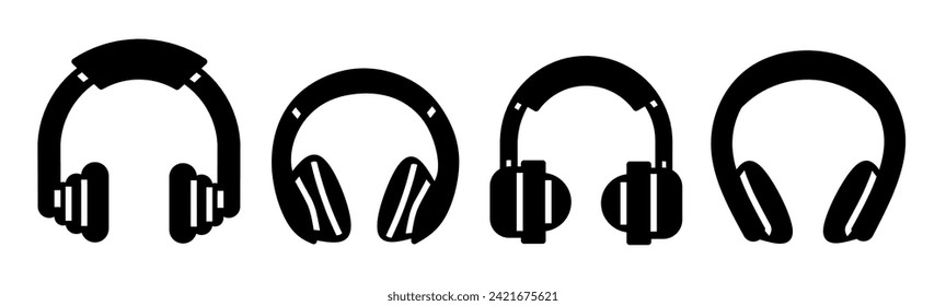Headset icon collection. Stock vector illustration.