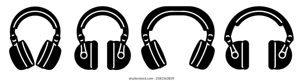 Headset icon collection. Stock vector illustration.
