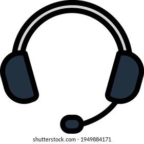 Headset Icon. Editable Bold Outline With Color Fill Design. Vector Illustration.