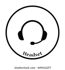 Headset icon. Flat color design. Vector illustration. Thin circle design. Vector illustration.